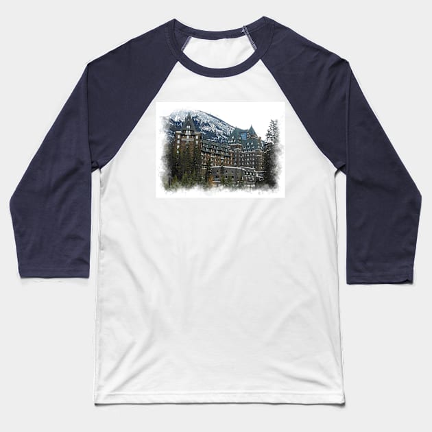 Castle in the Mountains - Banff Alberta Canada Baseball T-Shirt by Highseller